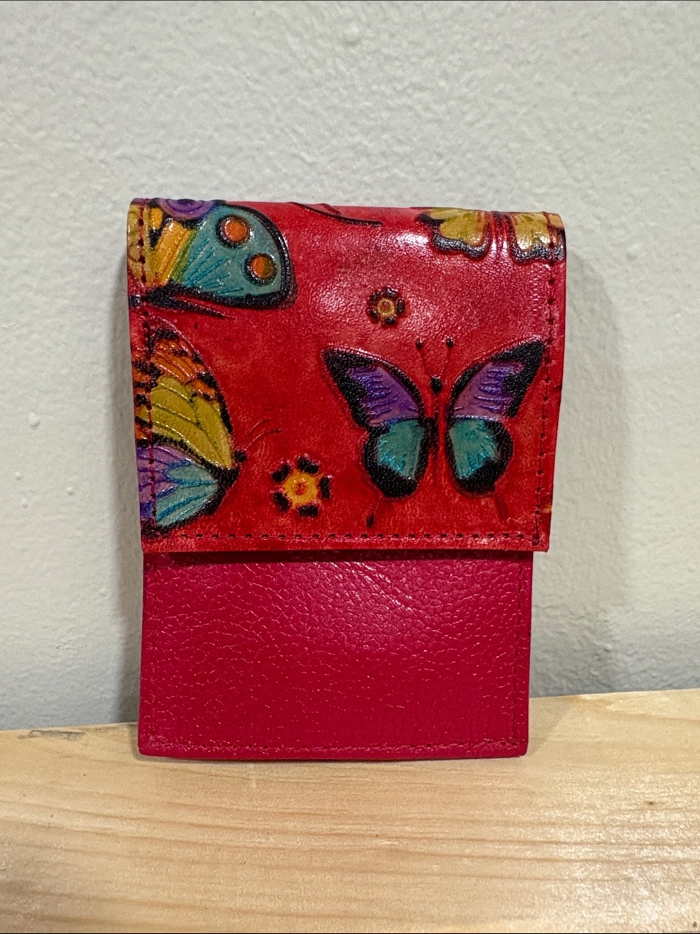 Butterfly-Print Red Women’s Wallet